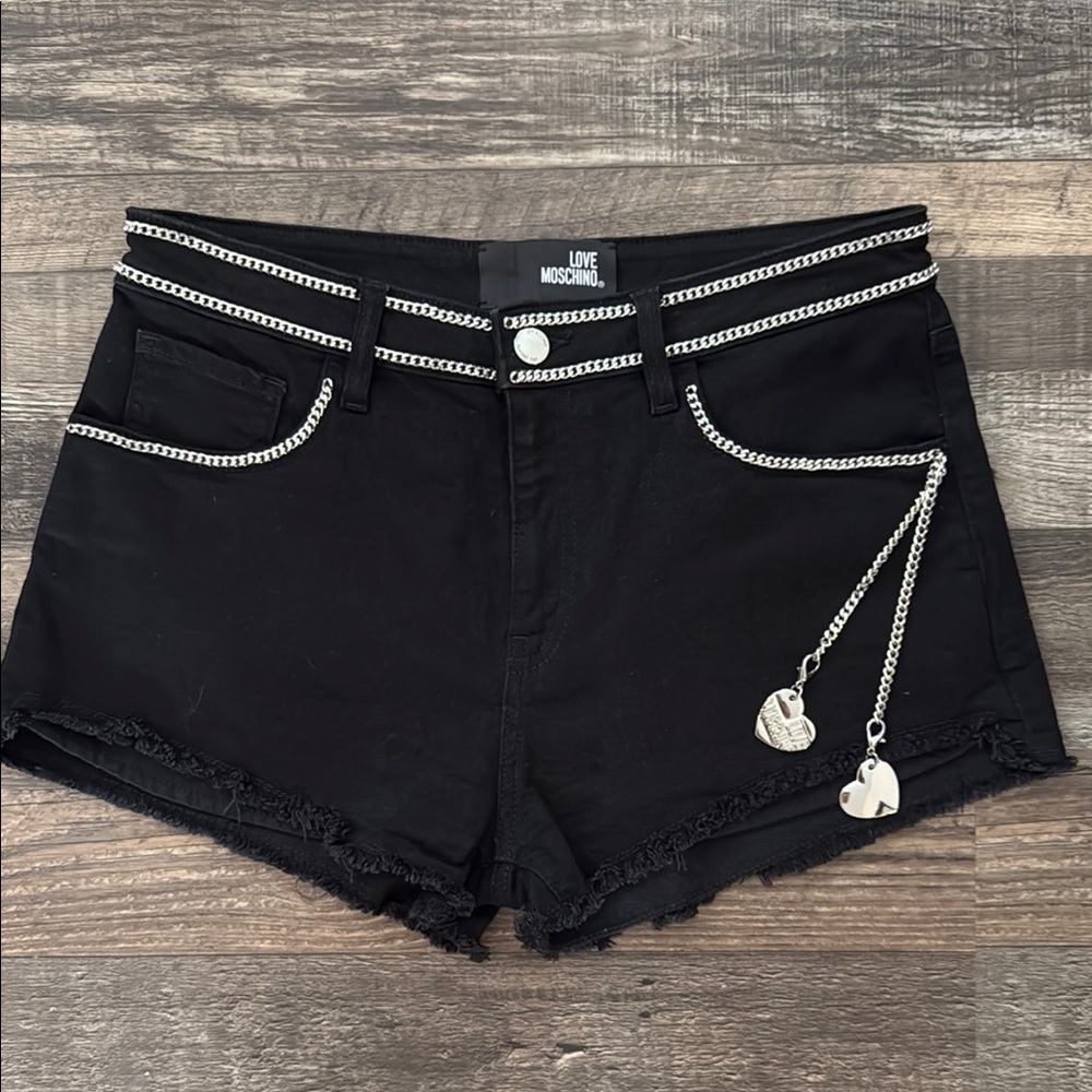 Love Moschino Black Chain-Embellished Women Shorts